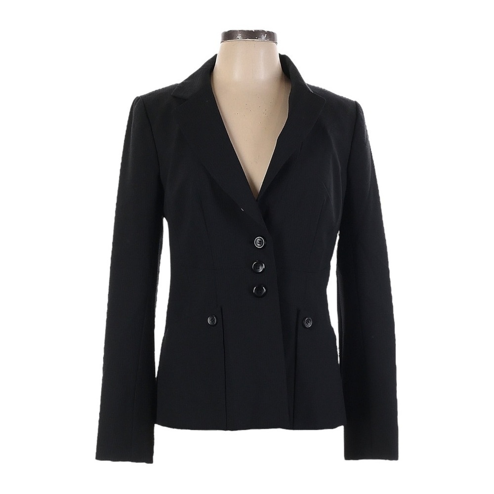 Classiques Entier Blazer 4 Black Virgin Wool Blend 3 Button Career Jacket